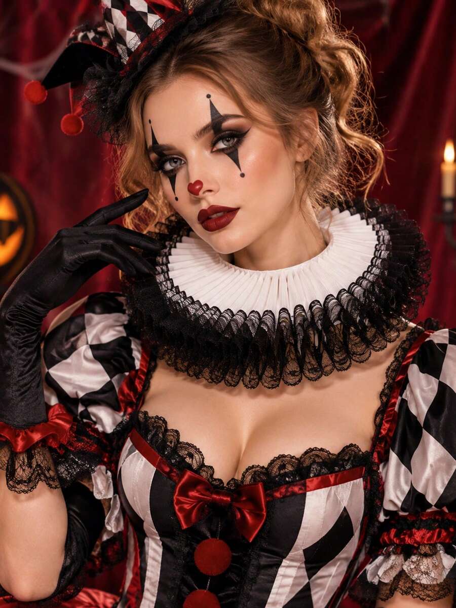 1pc Women's Elegant Vintage Elizabethan Ruffled Hollow Lace Patchwork Detachable Collar, Suitable For Party, Banquet, Opera Performance Prop - Multicolor - View 1