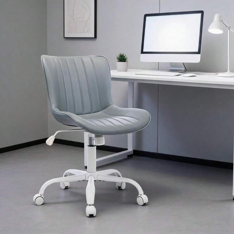 Soft Soft Swivel Entryway Storage Chair – 60 X 63 X 79 Cm Modern Scallop Back Armchair With 360° Rotation, Upholstered Shell Design For Bedroom, Vanity, Lounge, Office - White - View 1