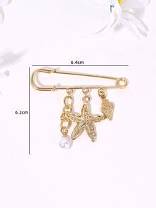1pc New Fashion Heart Shell Conch Star Moon Bow Starfish Flower Bee Ladybug Mushroom Pendant Brooch Anti-Slip Collar Pin Waist Cincher Clothing Decoration - Multicolor - View 6