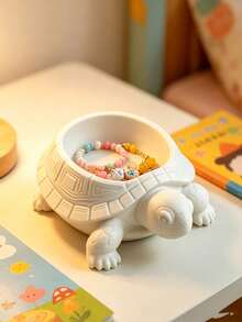 1pc White Turtle Storage Tray, Creative Turtle Sculpture Desktop Organizer, Entryway Key Holder, Nordic Style Desktop Decor, Non-Food Contact, Suitable For Entryway, Vanity, Home Decor, Ideal Housewarming Gift - Multicolor - View 7