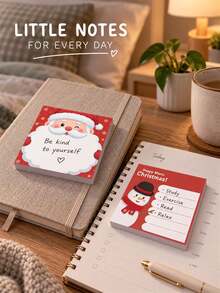 2pcs Christmas Themed Student Sticky Notes, Memo Notepad Self-Adhesive, Includes Santa Claus And Snowman Styles, Suitable For Students To Take Notes, Write Daily Plans, Etc., Also Can Be Given As Christmas Gifts For Children By Parents. - Multicolor - View 10