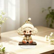Vintage Curly Hair Clown Flat Acrylic Decor, Creative Healing Style Desktop Stand Ornament, Warm Atmosphere Desk Home Room Small Decoration Gift - A - View 3