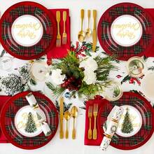 Christmas Disposable Tableware Set,Perfect Decorations For Christmas Party, Picnic, Camping, Gathering And Events - B - View 2