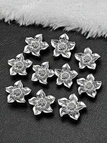 7PCS Flower Shape Metal Buttons 5-Petal Lily Embossed Buttons For Coat Suit Blazer - Multicolor - View 5