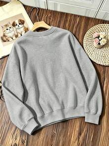 Women's Plus-Size Casual Crew-Neck Sweatshirt – Suitable For Daily Wear And Outdoor Activities (Autumn/Winter) - Grey - View 2