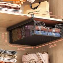 Pull-Out Hanging Underwear & Panties Storage Box, No Installation Smooth Sliding Wardrobe Iron Wire Basket, Pajamas Socks & Intimate Apparel Iron Wire Storage Bin, Multi-Layer Space-Saving Design, Breathable Iron Mesh Underwear & Socks Organizer Rack, Enhance Home Decor, Suitable For Office Desk, Wardrobe, Kitchen, Dormitory Storage, Applicable For Autumn Promotion, Halloween And Christmas Events - Multicolor - View 14