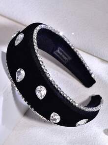 1pc Shiny Black Rhinestone Headband Fashion Bridal Hair Accessory For Wedding Party Casual Outing Date Women - Black - View 3