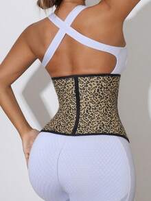 1pc Plus Size Women's Casual Sports Black Fabric Zipper Waistband, Slightly Elastic Contrast Mesh Design - Multicolor - View 4