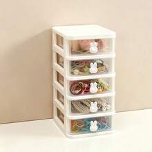 1pc Fashionable Rabbit Shaped Drawer Storage Box, Mini Transparent Plastic Desktop Organizer, Can Store Stationery, Cosmetics And Small Items, Cute Rabbit Design Desktop Sorting Box, Exquisite Desktop Decoration, Suitable As Birthday Gift For Girls - Multicolor - View 8