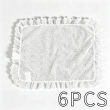 1/2/6pcs Floral Embroidered Lace Trim Placemats, Minimalist Ins Style Decorative Napkins, Suitable For Valentine's Day, Wedding, Daily Use - Multicolor - View 13