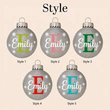 Custom Initial Christmas Ball Ornament, Personalized Holiday Tree Hanging Decor, Sparkly Red Green Bauble, Customized Name Family Keepsake Gift, Customizable Xmas Ornament For Home, Party & Gift Giving, Christmas Decorations, Merry Christmas, Family - Style D - View 4