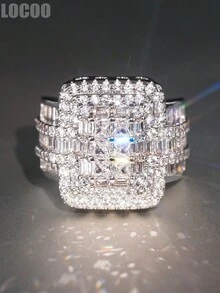 1pc Romantic Cubic Zirconia Ring For Women, Wedding Engagement Party Jewelry, Valentine's Day Gift - 1# - View 2