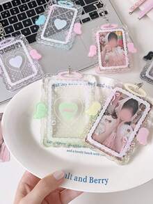 Angel Hard Card Holder Set, Heart-Shaped Transparent Protective Case, Bag Charm, High Aesthetic Value, Multi-Function Storage, Compact And Portable, Suitable For Student ID, Meal Card, Bus, Subway Card And Access Card - Card Sleeve - View 5