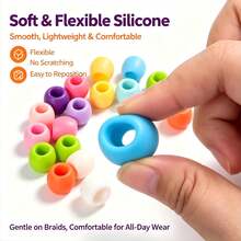 23/119Pcs Multicolor Large Hole Silicone Hair Beads, Dreadlock Braid Decor Beads, Thick Braids Hair Accessories For DIY Hairstyle Decoration - Silicone Hair Beads - View 3