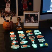20pcs Basketball Theme Transparent Glow-In-The-Dark PVC Shoe Charms - Showcase Personalized - Ideal Gift For Basketball Fans - Multicolor - View 3