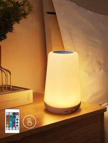 1 pieza Lámpara de escritorio LED con sensor táctil, lámpara de mesita de noche recargable por USB, regulable, con múltiples modos de color, temporizador, luz nocturna portátil para dormitorio, sala de estar, camping - Multicolor - Ver 12