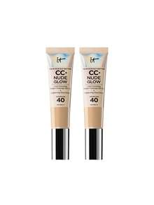 IT Cosmetics [حزمة] كريم أساس CC+ نود جلو لتحسين البشرة SPF40 متوسط 32 مل * 2 - متوسط - مشاهدة 2