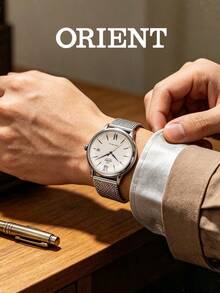 Orient Men's Bambino V6 Automatic Mechanical Watch, Beige Dial With Roman Numeral Markers, Metal Mesh Strap, 30m Water Resistant, RA-AC0020G30B - Silver - View 4