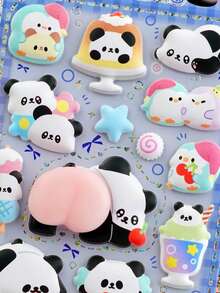3D Puffy Panda Stickers Cute Waterproof Decals For Kids Handmade Reward Scrapbook Phone Tablet Decor - Multicolor - View 2