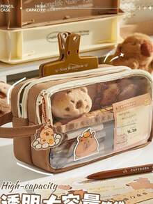 33pcs/7pcs/226pcs/128pcs Set, Capybara Print Pencil Case Set With Animal Pattern Desktop Storage Box, Suitable For Animal Lovers, Practical Gift For Daily Use And Back To School - Coffee Brown - View 8