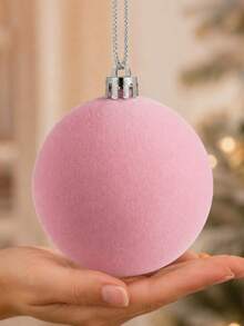 1pc 10cm Christmas Tree Decorative Ball With Christmas Bow, Velvet Flocked Christmas Ball Ornament, Multi-Color Christmas Tree Hanging Decoration, Holiday Home Decor, Suitable For Christmas Tree, Party, Wedding And Holiday Scene Decoration - Multicolor - View 10