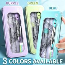 7pcs Student Geometry Drawing Set, Anti-Myopia Scale Compass, Ruler, Triangle Ruler, Protractor, Eraser, Pencil Lead, Portable Metal Storage Box, Exam And Homework Measurement Tools - Multicolor - View 9