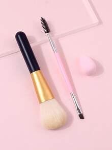 3pcs Makeup Brush Set Powder Brush, Blush Brush, Eyelash Brush, Eyeliner Brush, Mini Makeup Sponge, Water Drop Puff, Loose Powder Foundation Concealer Makeup Tools - Multicolor - View 7