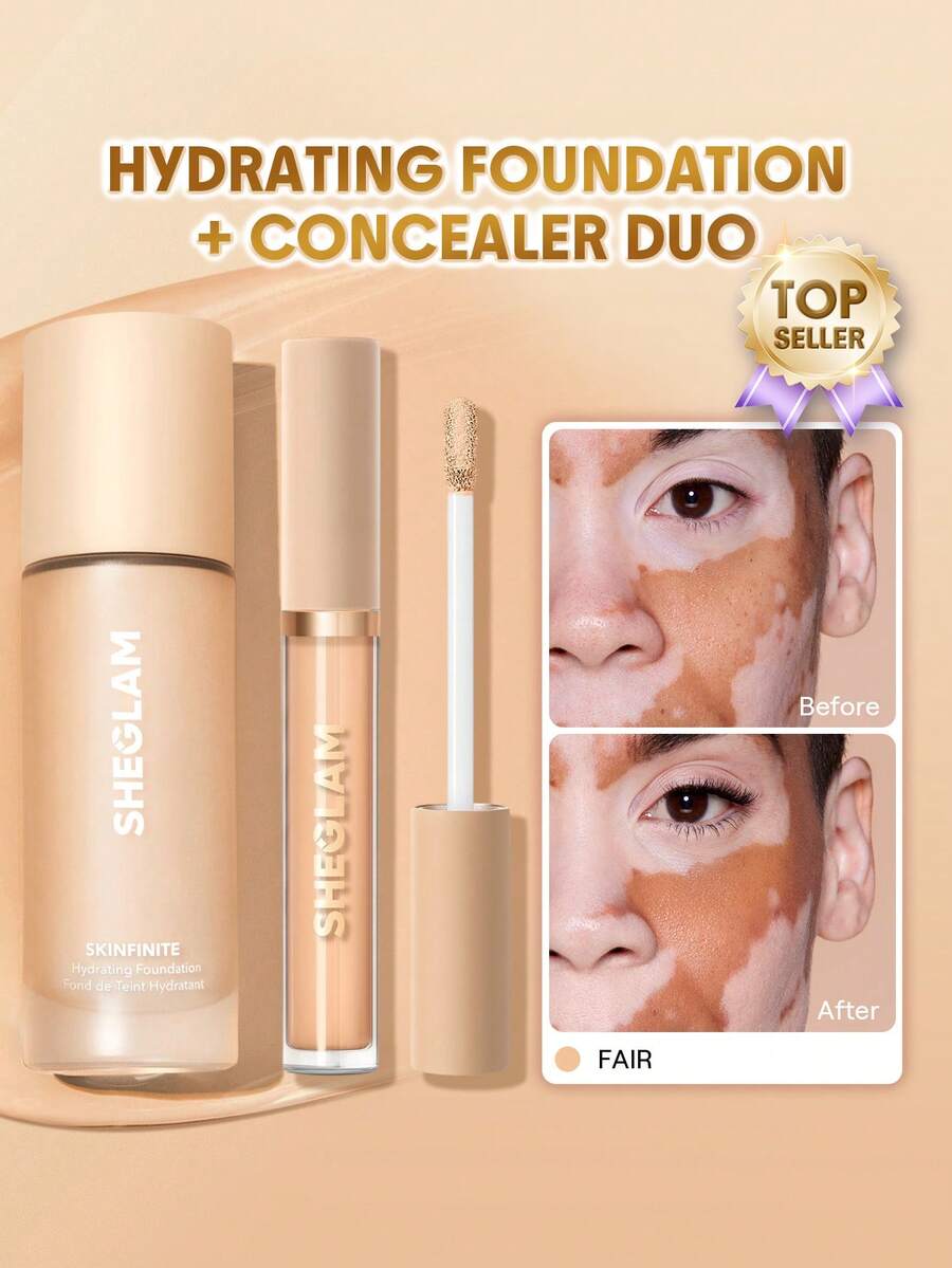 SHEGLAM [2 قطعة] مجموعة أساس مرطب Skinfinite & خافي عيوب مرطب Like Magic - Fair - مشاهدة 1