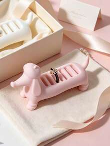 Cute Sausage Dog Ring Holder With Jewelry Storage Bag, Jewelry Display Stand, Desktop Ring Storage Box, Vanity Decor, Gift For Jewelry Lovers - Multicolor - View 5