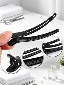 11Pcs Hair Styling Tools Kit, Solid Black Glossy Design, Durable Plastic & Nylon Bristle, For Salon & Home Hair Styling, Includes Scalp Massager, Spray Bottle, Combs, Brushes And Hair Clips - Black Suit - View 5