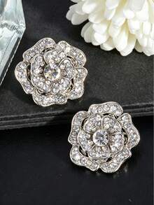 2PCS/Pack 27mm Camellia Rhinestone Buttons, Gold Silver Champagne Three Colors, Heavy Decoration Buttons For Coats, Trench Coats And Jackets - Multicolor - View 13