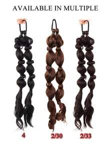 18Inch Long Braided Hair Extension Ponytail, Women's Ponytail With Elastic Rubber Band, Suitable For Christmas, Daily Wear, Parties And More - Multicolor - View 3