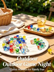 30/60/100pcs 1.6cm Colorful Transparent Glass Beads, Bouncy Marbles - Multicolor - View 6