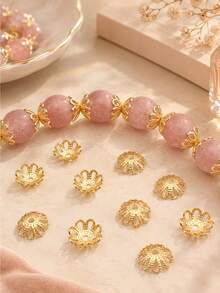 10pcs DIY Random 14K/18K Gold Plated Hollow Petal Flower Caps Separator Beads Jewelry Findings - Multicolor - View 2