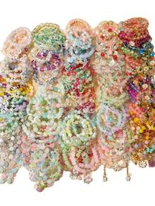 5pcs Handmade DIY Glass Bead Alloy Pendant Bracelet Bohemian Style Women's Bracelet Random Color And Style - Colorful - View 5