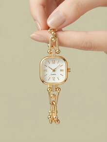 1 buah Jam Tangan Quartz Minimalis Elegan Persegi Kasual Fashion Wanita, Cocok untuk Pemakaian Sehari-hari, Juga Dapat Diberikan Sebagai Hadiah Liburan - Putih - View 5