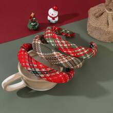 1pc Plaid Padded Headband, Retro Fabric Wide Hair Hoop For Women Christmas Holiday Party Hair Decoration - Multicolor - View 4