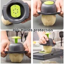 16-In-1 Multi-Function Vegetable Slicer Set - Manual Food Slicer With Container, Strainer Basket And Hand Guard - Perfect For Slicing Potatoes, Onions, Carrots, Garlic - No Electricity Needed, Green And Black, Vegetable Slicer - Multicolor - View 4