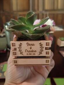 1pc Personalized Mini Succulent Pot, Custom Name Planter, Rustic Wedding Favors, Small Plant Pot, Personalized Wedding Guest Gifts, Bridal Shower Party Decor, Unique Keepsake Gift - Multicolor - View 6