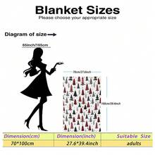 1pc Red & Black Plaid Christmas Tree Theme Digital Print Flannel Blanket - Modern Style, Soft & Comfortable Polyester Knit Fabric For All Seasons, Multi-Purpose, Suitable For Sofa, Bed, Travel, Camping, Chair, Gift Blanket - Multicolor - View 13