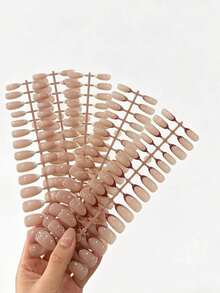 60pcs French Almond Gel Nails - Nude Classic French Pointed Press-On Nails, Medium-Long Almond Shape, Soft Gel Fake Nails, Soakable Acrylic Nail Extensions (Random Style) - Multicolor - View 6