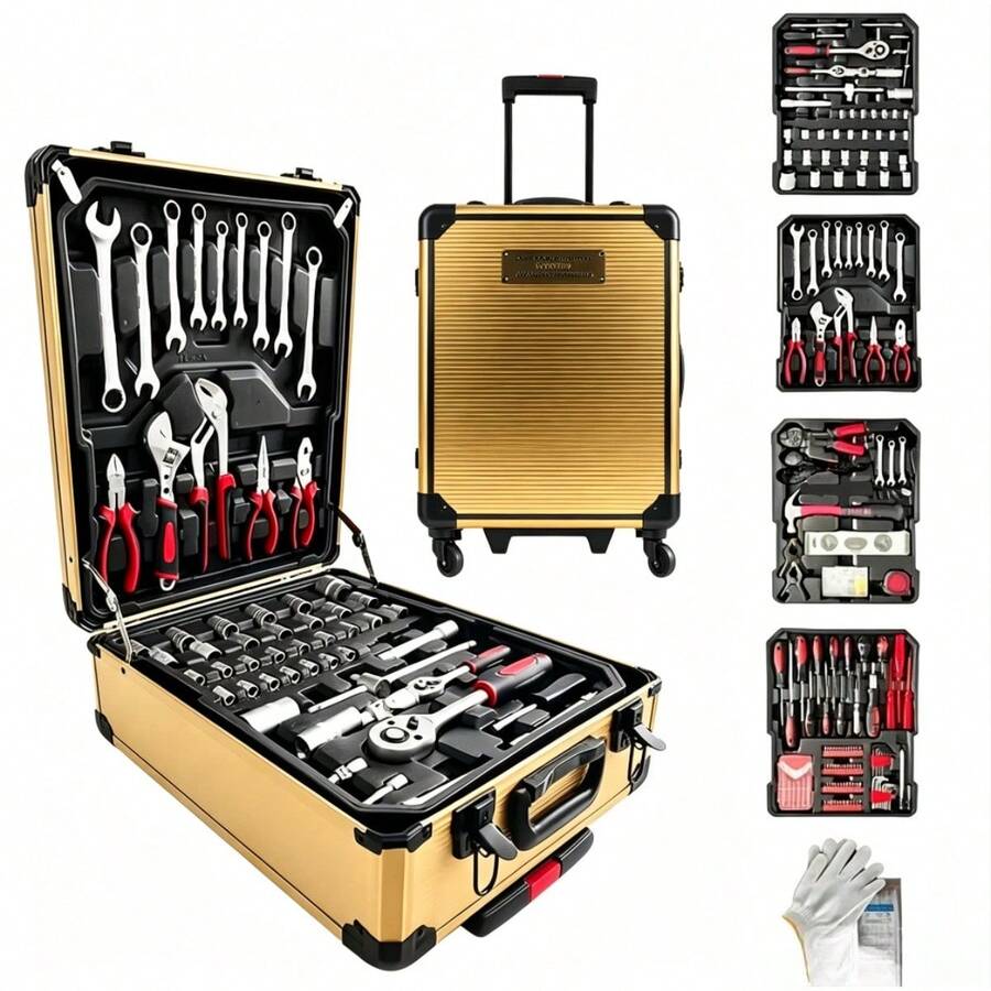 115/46pcs Professional Car Repair Tool Set: Portable Durable And Easy To Use Ratchet Wrench Set - Suitable For Car, Boat, Motorcycle Repair, Home Industrial Maintenance - Includes Carrying Case - Multicolor - View 1