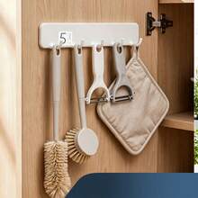1pc/2pcs Kitchen Hooks, No-Drill Dish Cloth Rack, Wall-Mounted Pot & Pan Holder, Spoon & Utensil Storage Hooks, Door Back Entryway Coat & Bag Hooks, 5-Hook/7-Hook - View 3