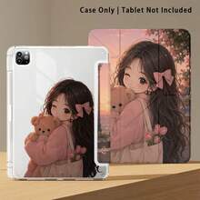 Girl, Bear, Bow Pattern Painted Effect Tablet Protective Case With Stand, Compatible With Honor 8/9/10/X8/X8A/X9/X8Pro/X9Pro/ MatePad SE 11 Inch/MatePad 11 Inch/11.5 Inch/MatePad Pro And More/, Apple 10th Gen/11th Gen 2025 (A16), Galaxy Tab A7/A9 And Other Popular Models - Multicolor - View 6