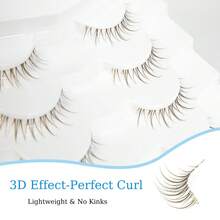 7 Pairs Brown False Eyelashes, Natural Effect, Transparent Lash Root, Lash Extension, Suitable For Daily Use - Brown - View 7