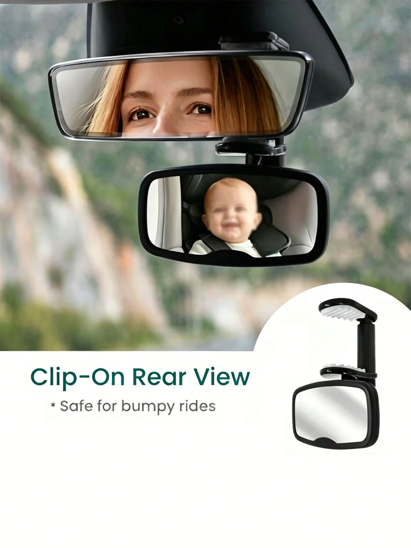 1pc Car Rearview Mirror Anti-Drop Anti-Shake Front-Mounted Clip-On Mirror, High-Definition Convex Wide-Angle Rearview Mirror, Shatterproof, Stable And Non-Wobbling, Practical Car Interior Accessory, Women's Car Accessory, Car Decoration, Car Accessory