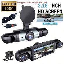 4-Channel 360° Panoramic Dash Cam With 64GB SD Card, Built-In Front, Rear And Interior Cameras, Supports Night Vision, 24-Hour Parking Monitoring And Loop Recording, Suitable For Most Car Models, Built-In 150mAh Rechargeable Battery - Multicolor - View 13