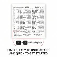 1pc Shortcut Key Stickers Compatible With Apple/Windows Laptop Full Series WORD & EXCEL Software Black/White/Transparent Optional - View 9
