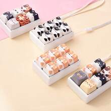 1pc Cat DIY Keyboard Keycap Keychain Accessory, Creative Keycap Pendant Charm, Portable Decorative Key Ring For Backpack, Handbag - Multicolor - View 4