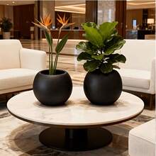 1 Piece - 2026 New Round Flower Pot, Black Hydroponic Pot, Nordic Bohemian Style, Home Decoration, Waterproof Plastic Round Plant Container, Suitable For Garden Gifts - C - View 5